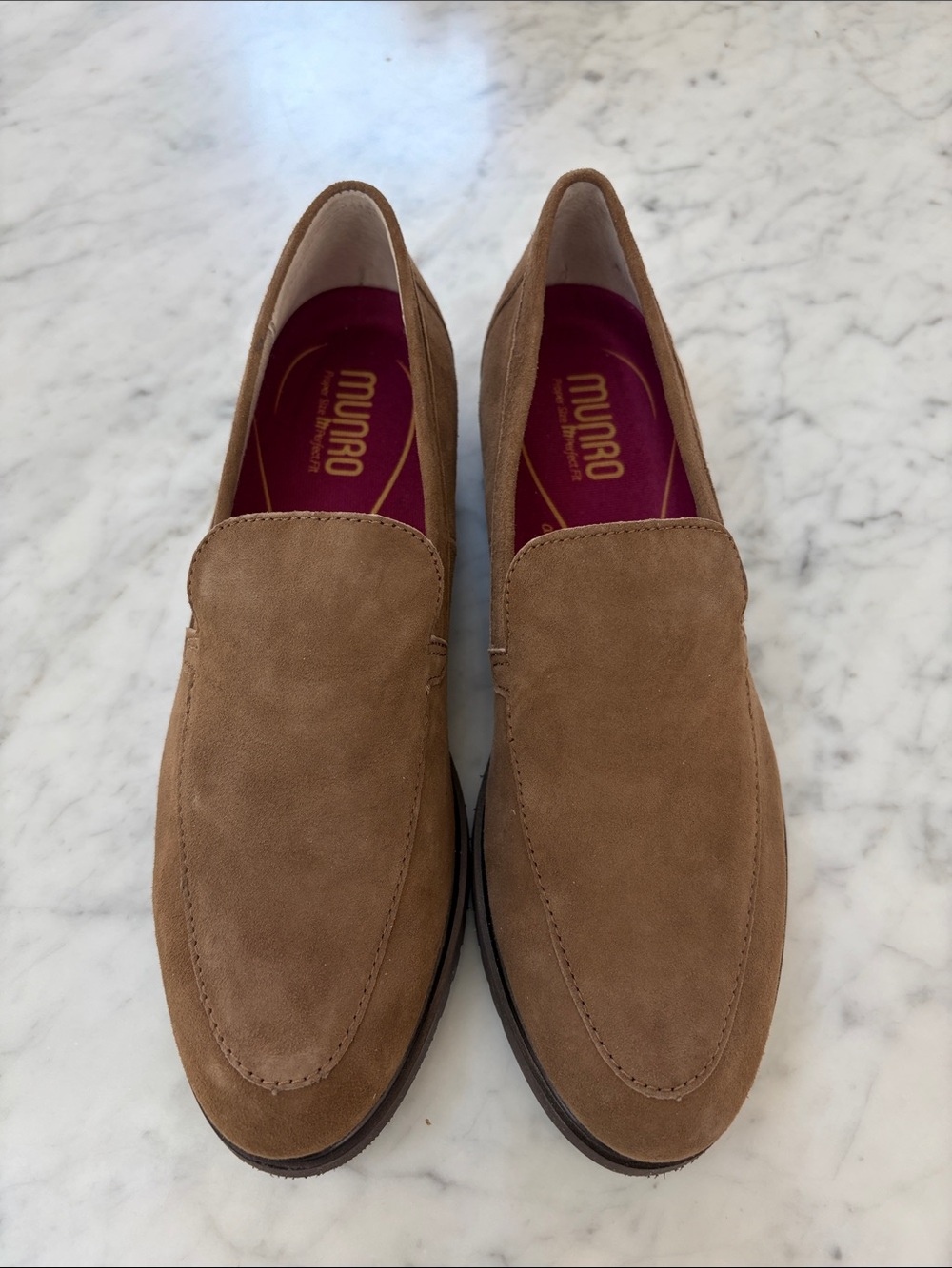 Munro Giselle Fawn Kid Suede Slip-On Loafers